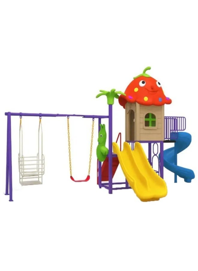 MYTS Explorer Tower with 1 Swing, 2 Slides & Dual Swing | Outdoor Kids Playset | 580×350×260 cm Durable & Safe Playground for Children - Image 1